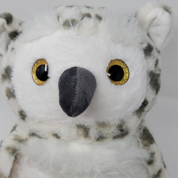 Snowy Owl Plush White Grey Spots Gold Glitter Eyes Books a Million Appx 13 inch - Picture 2 of 9